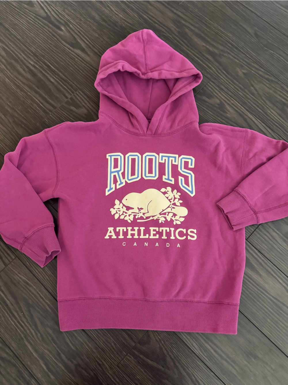 Roots Athletics Canada Pink Beaver Graphic Pullover Hoodie Size M Girls’ Sweater